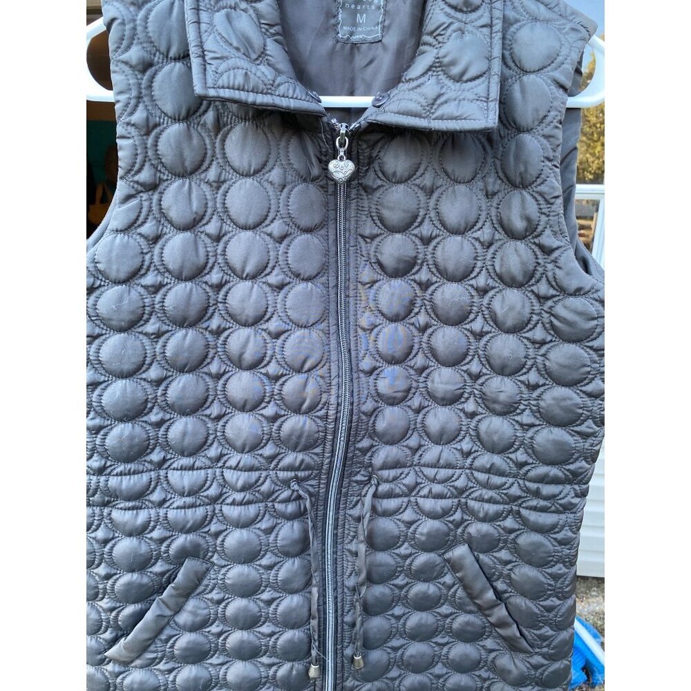Quilted Puff Vest With Circle Pattern & Zipper Closure By Three Hearts - Womens